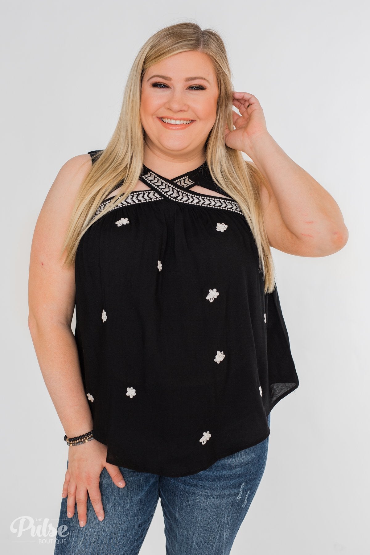 Lovely Nights Criss Cross Tank Top- Black