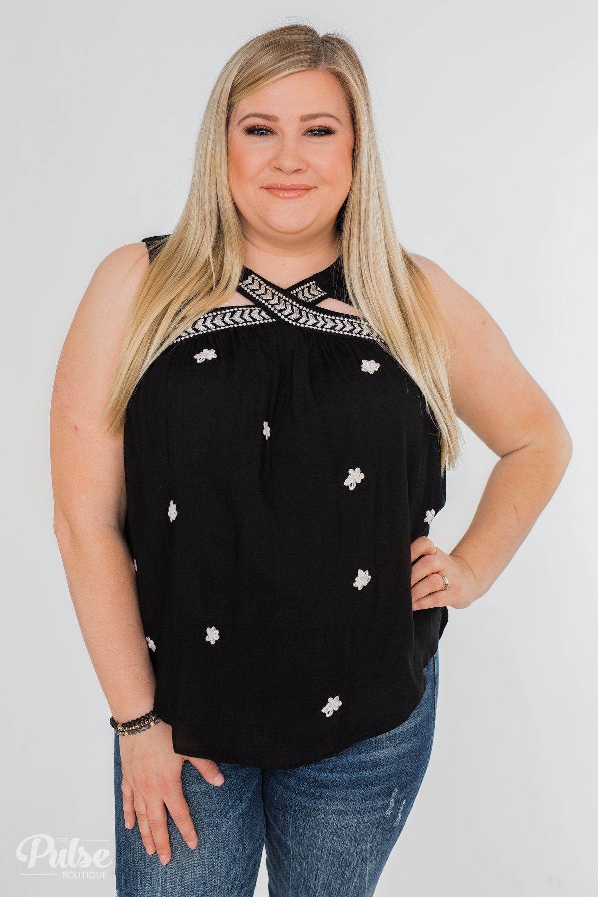 Lovely Nights Criss Cross Tank Top- Black