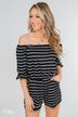 Anything For You Off The Shoulder Romper- Black