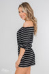 Anything For You Off The Shoulder Romper- Black