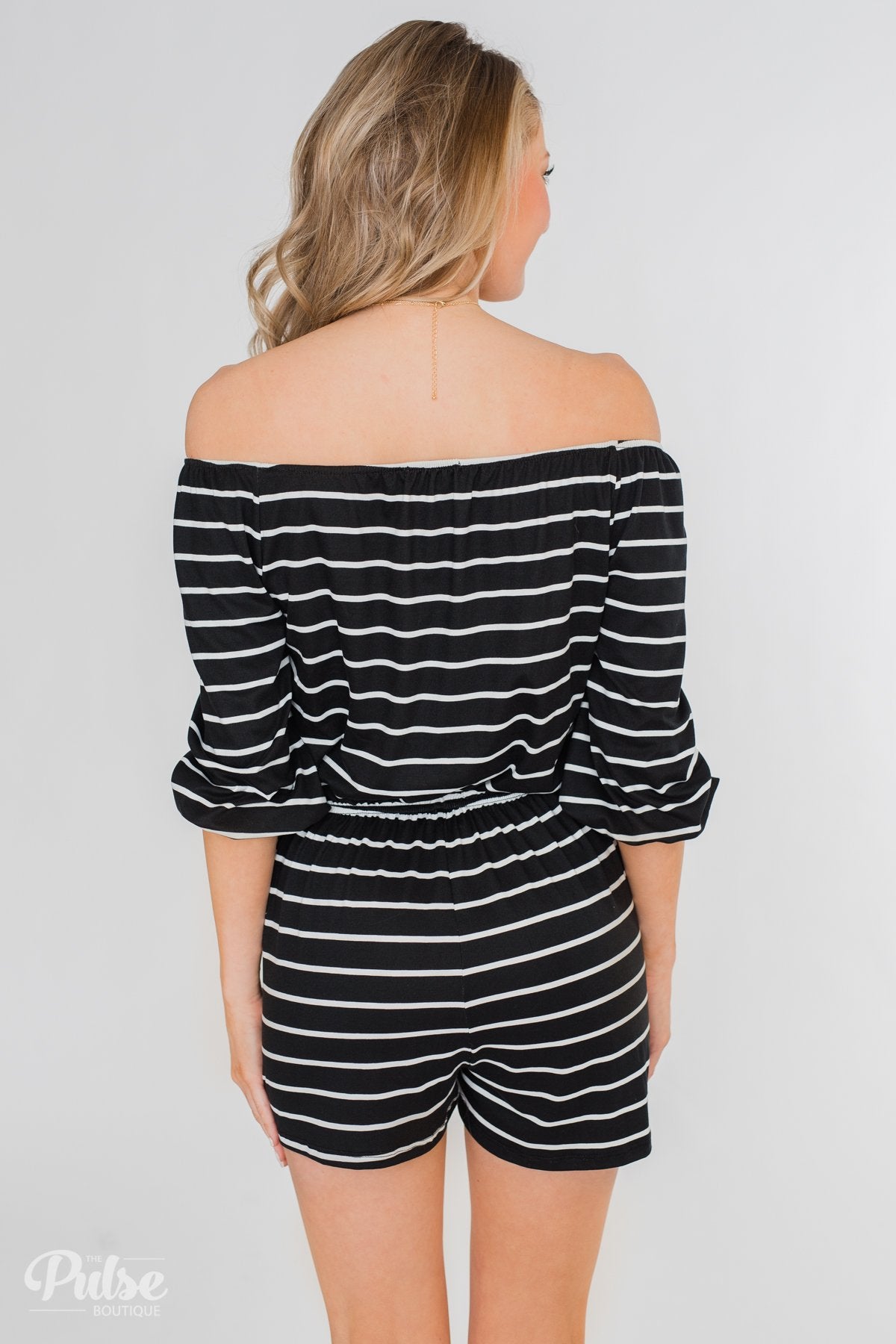 Anything For You Off The Shoulder Romper- Black