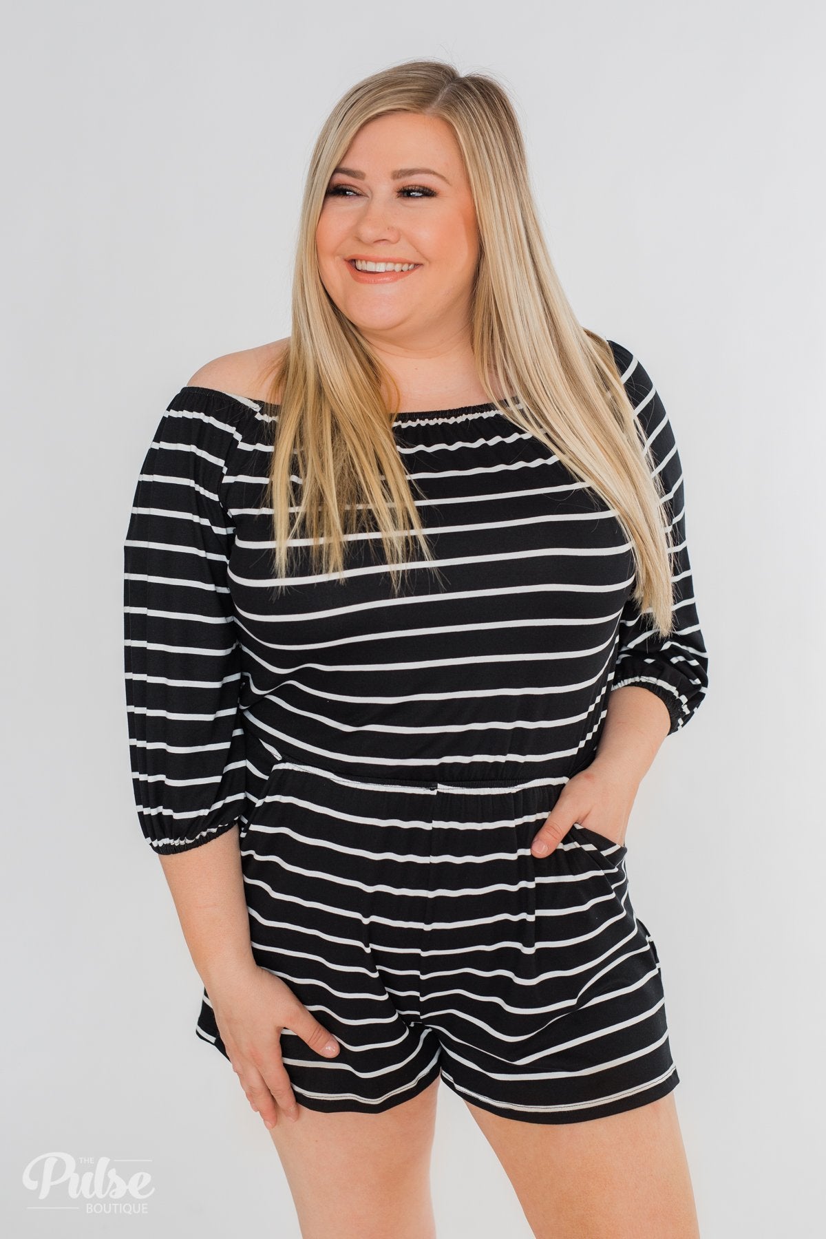 Anything For You Off The Shoulder Romper- Black