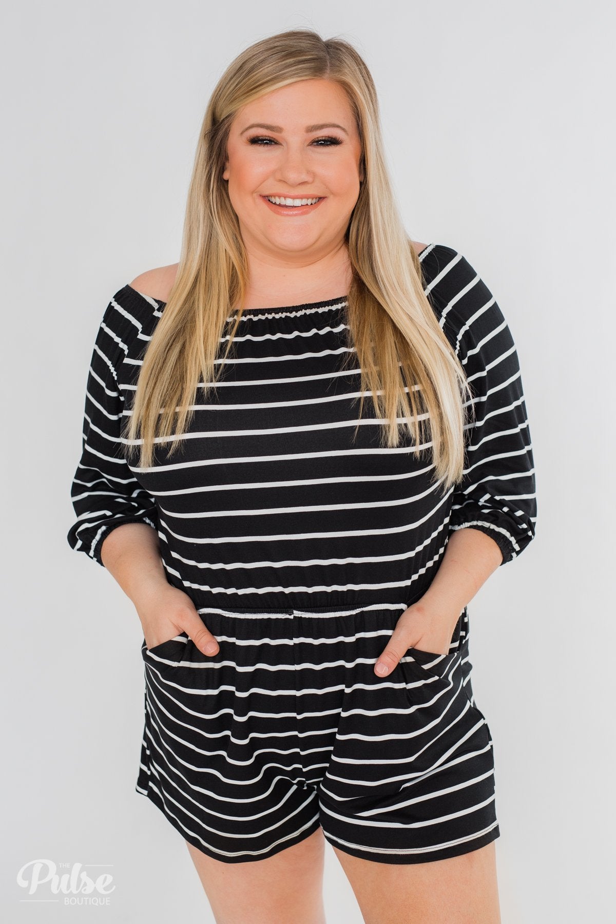 Anything For You Off The Shoulder Romper- Black