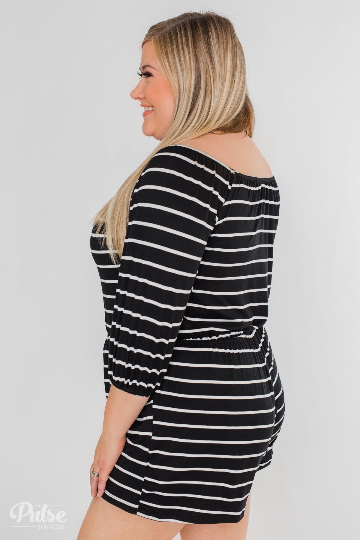 Anything For You Off The Shoulder Romper- Black
