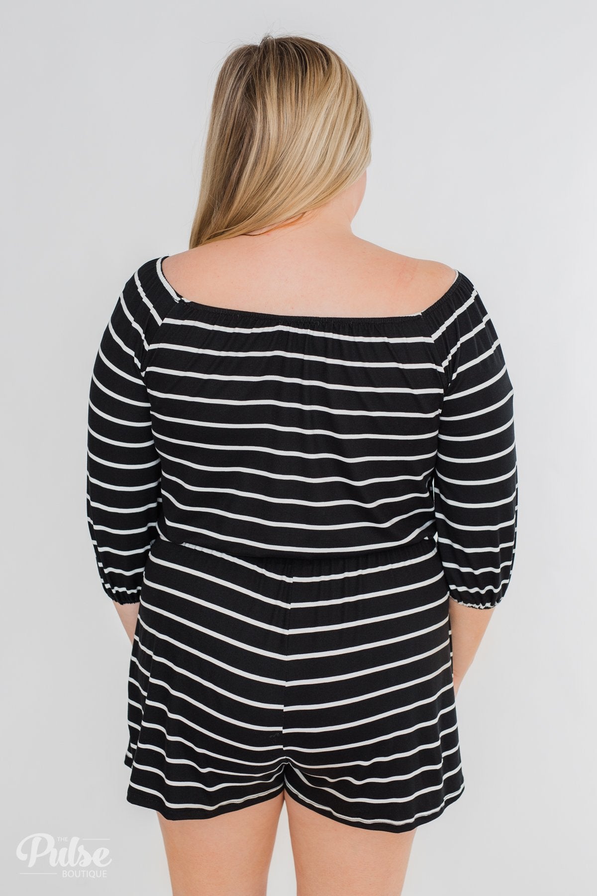 Anything For You Off The Shoulder Romper- Black