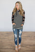 Ampersand Ave. Double Hooded Sweatshirt ~ Black Floral & Stripes