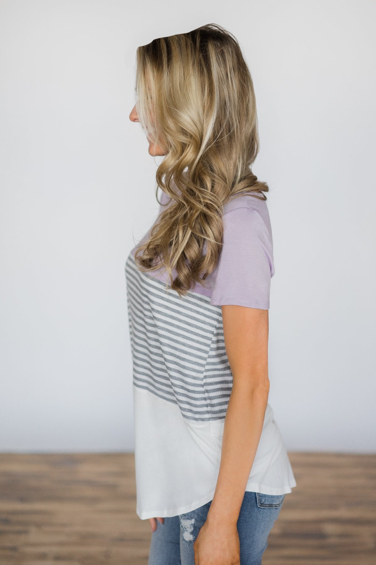 Timeless Beauty Colorblock Top- Lavender