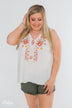 Beauty Remarks Embroider Tank Top- White