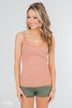 Faded Lace Trimmed Layering Tank- Dusty Peach