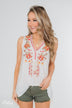 Beauty Remarks Embroider Tank Top- White