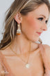 Layered Tassel Gold Earrings- Cream, Taupe, Orange