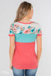 Illuminate The Room Floral Color Block Top- Dark Pink & Ivory