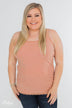 Faded Lace Trimmed Layering Tank- Dusty Peach
