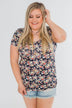 Take Me Away Floral Criss-Cross Top- Navy