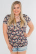 Take Me Away Floral Criss-Cross Top- Navy