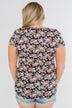 Take Me Away Floral Criss-Cross Top- Navy