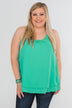 Happy Days Racerback Ruffle Tank Top- Teal