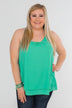 Happy Days Racerback Ruffle Tank Top- Teal