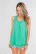 Happy Days Racerback Ruffle Tank Top- Teal