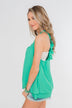 Happy Days Racerback Ruffle Tank Top- Teal