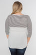 Striped 3/4 Sleeve Pocket Top- Magenta