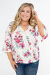 Floral Affection Wrap Blouse- Ivory