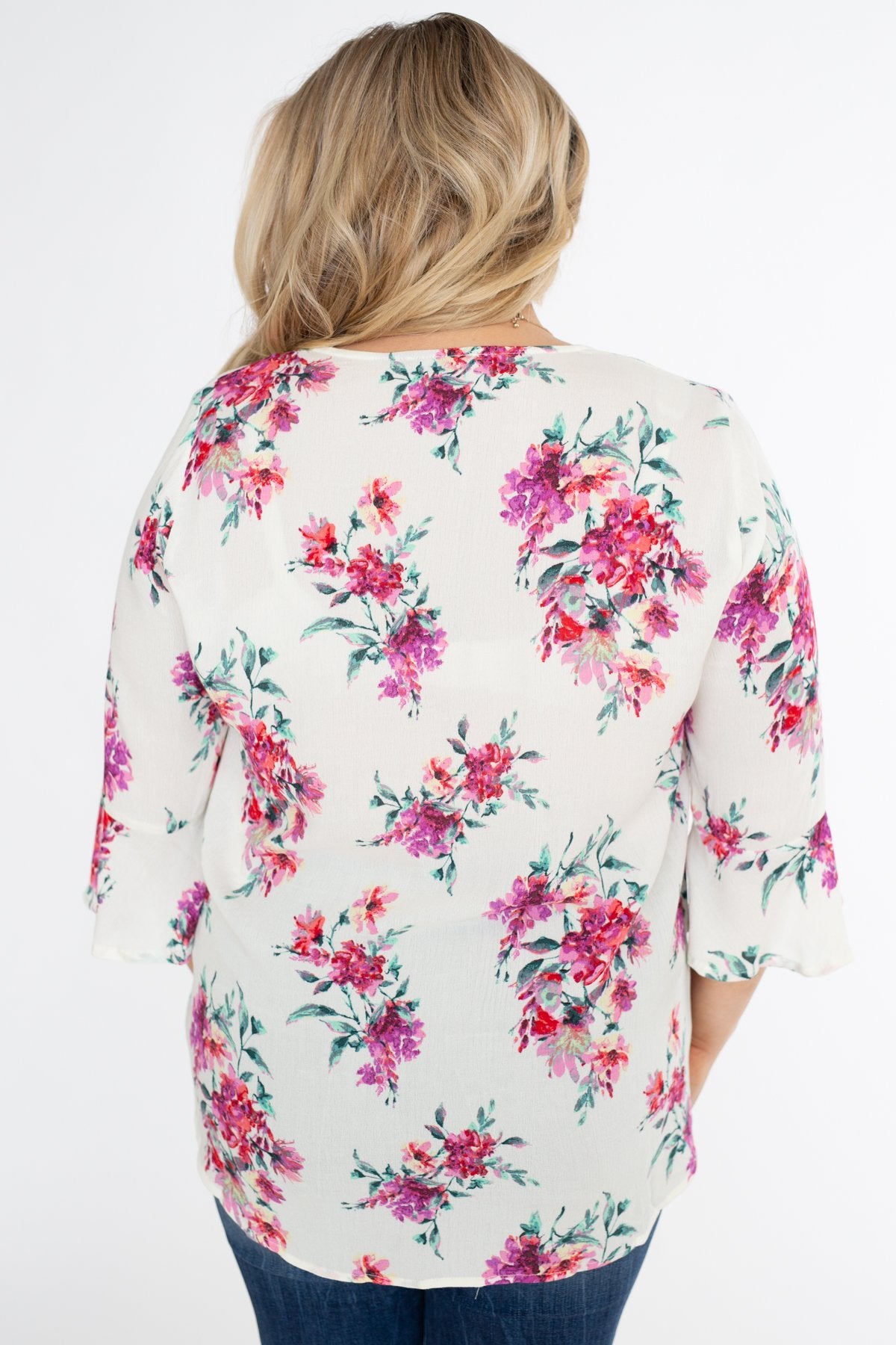 Floral Affection Wrap Blouse- Ivory