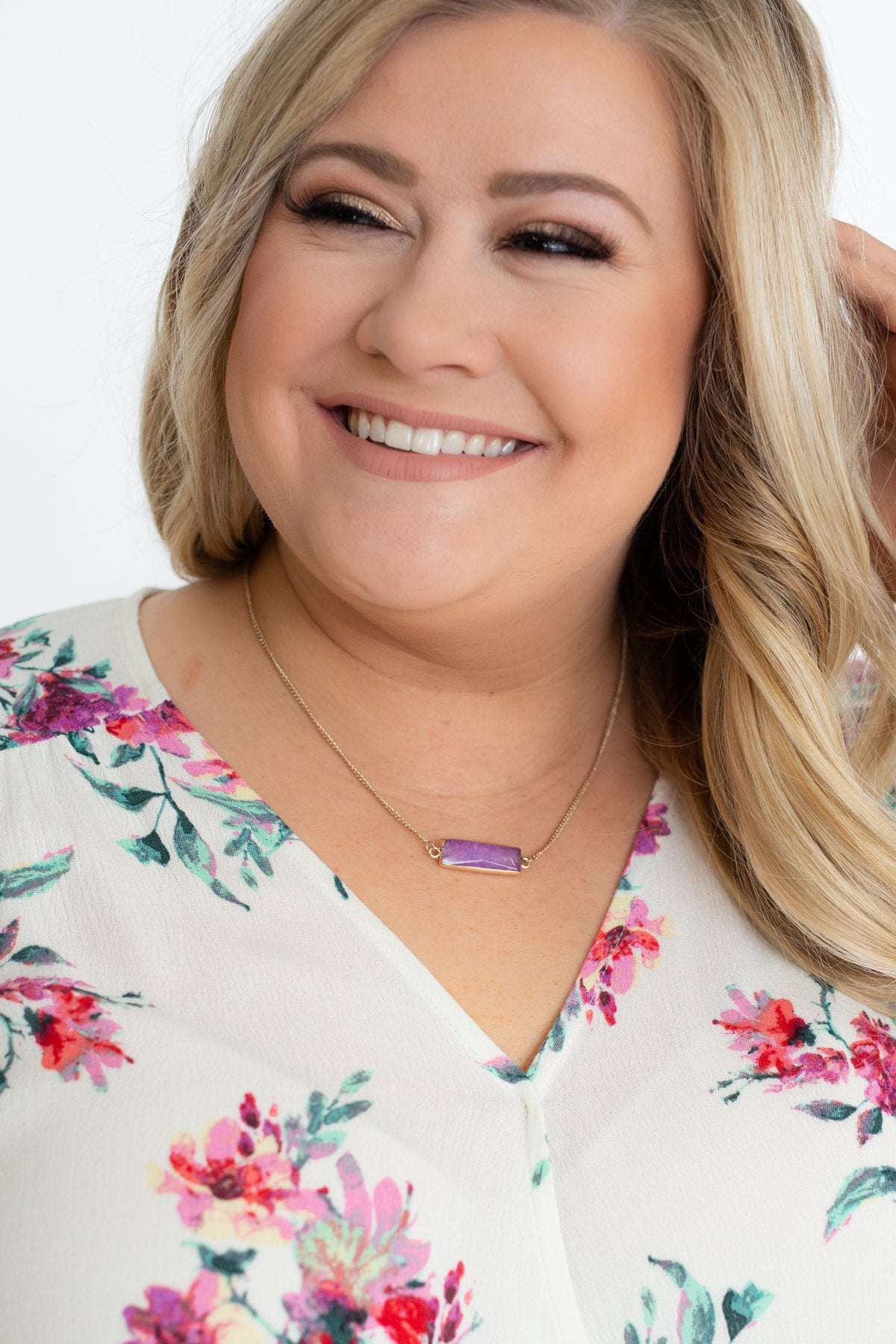 Rectangle Pendant Necklace- Lilac