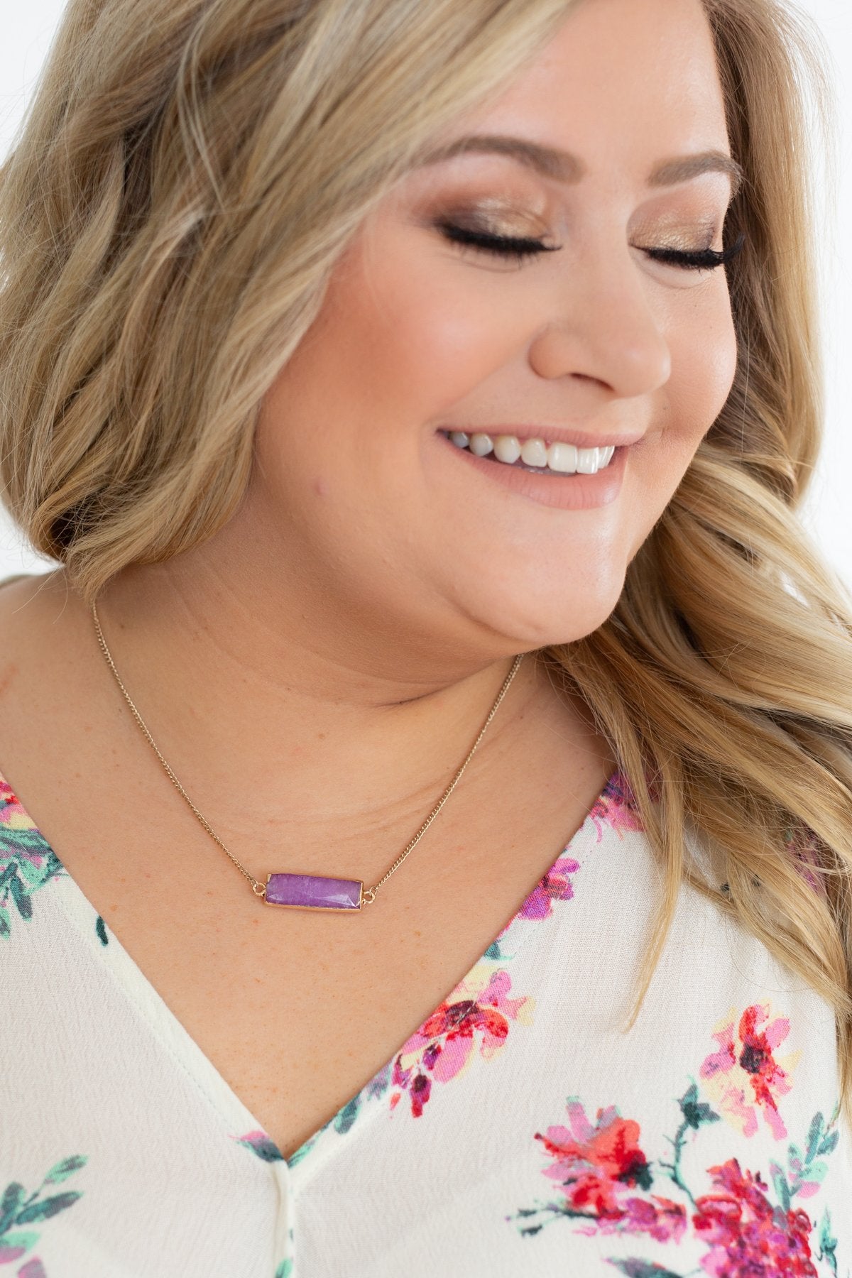 Rectangle Pendant Necklace- Lilac