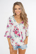 Floral Affection Wrap Blouse- Ivory