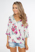 Floral Affection Wrap Blouse- Ivory