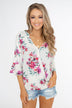 Floral Affection Wrap Blouse- Ivory