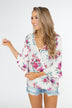 Floral Affection Wrap Blouse- Ivory