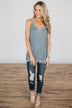 Cherished Moment Blue Lace Tank Top