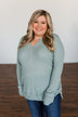 There You Go Again Thermal Notch Top- Dusty Sage
