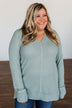 There You Go Again Thermal Notch Top- Dusty Sage