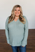 There You Go Again Thermal Notch Top- Dusty Sage