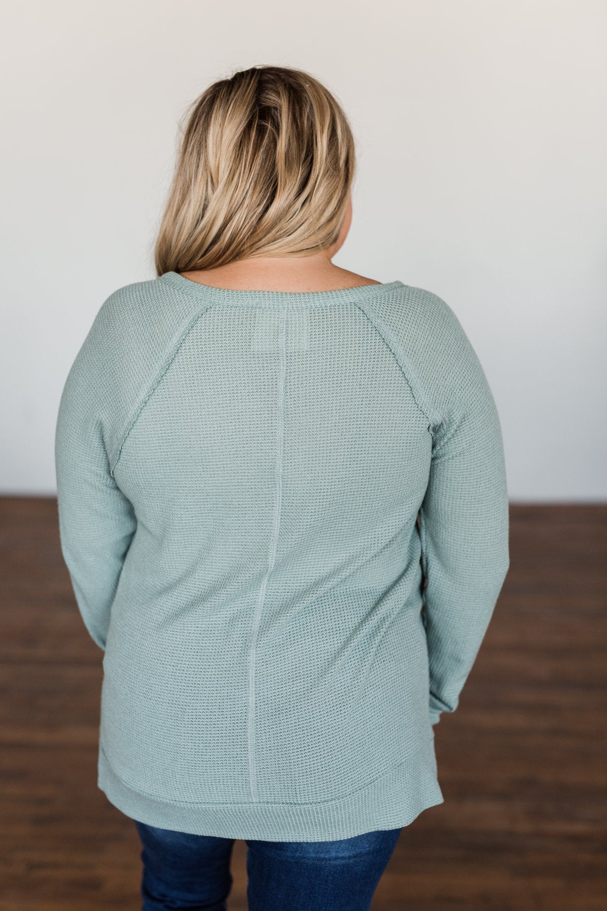 There You Go Again Thermal Notch Top- Dusty Sage