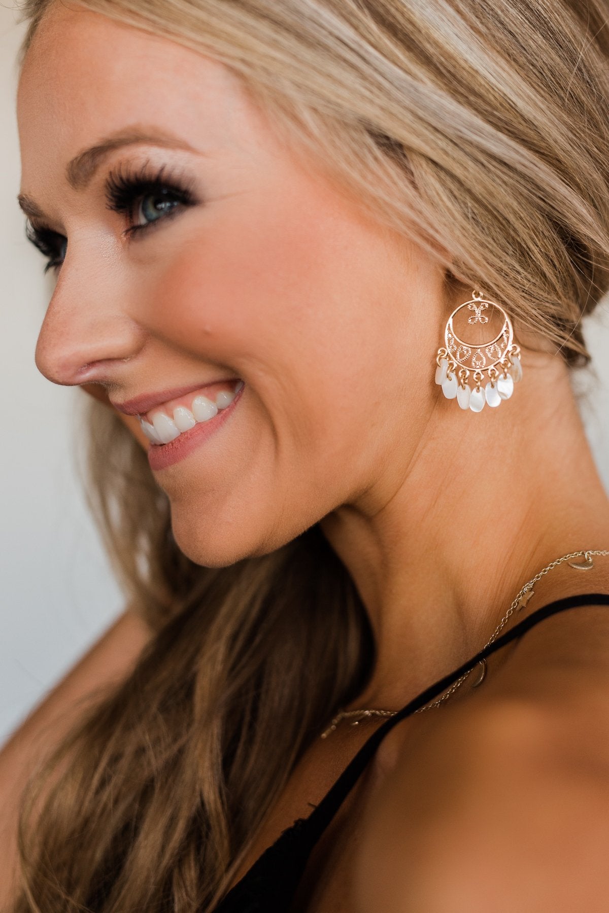 Days of Gold Dangle Hoop Earrings- Gold & Cream