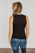 Wishes Come True Ribbed Knit Tank Top- Black