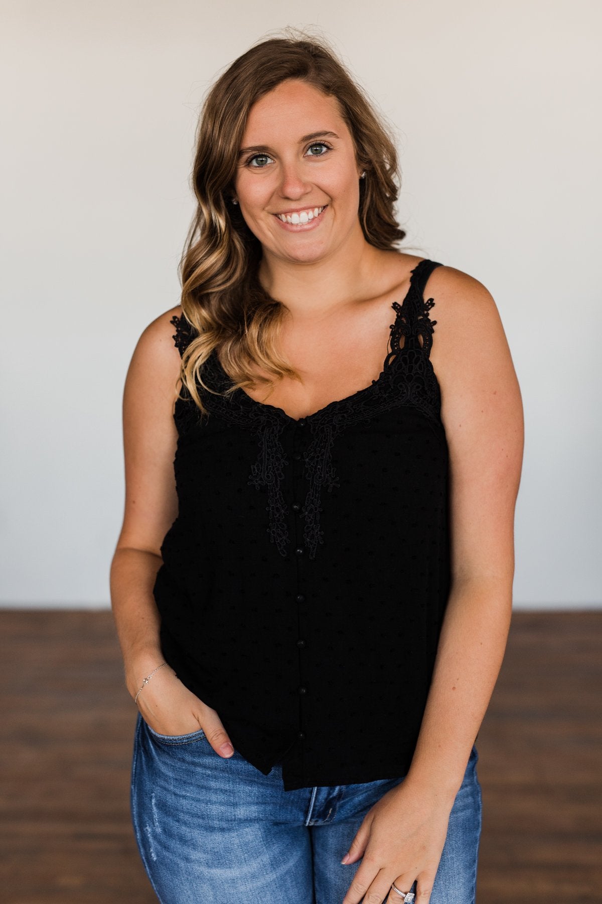 Take A Stand Crochet Tank Top- Black