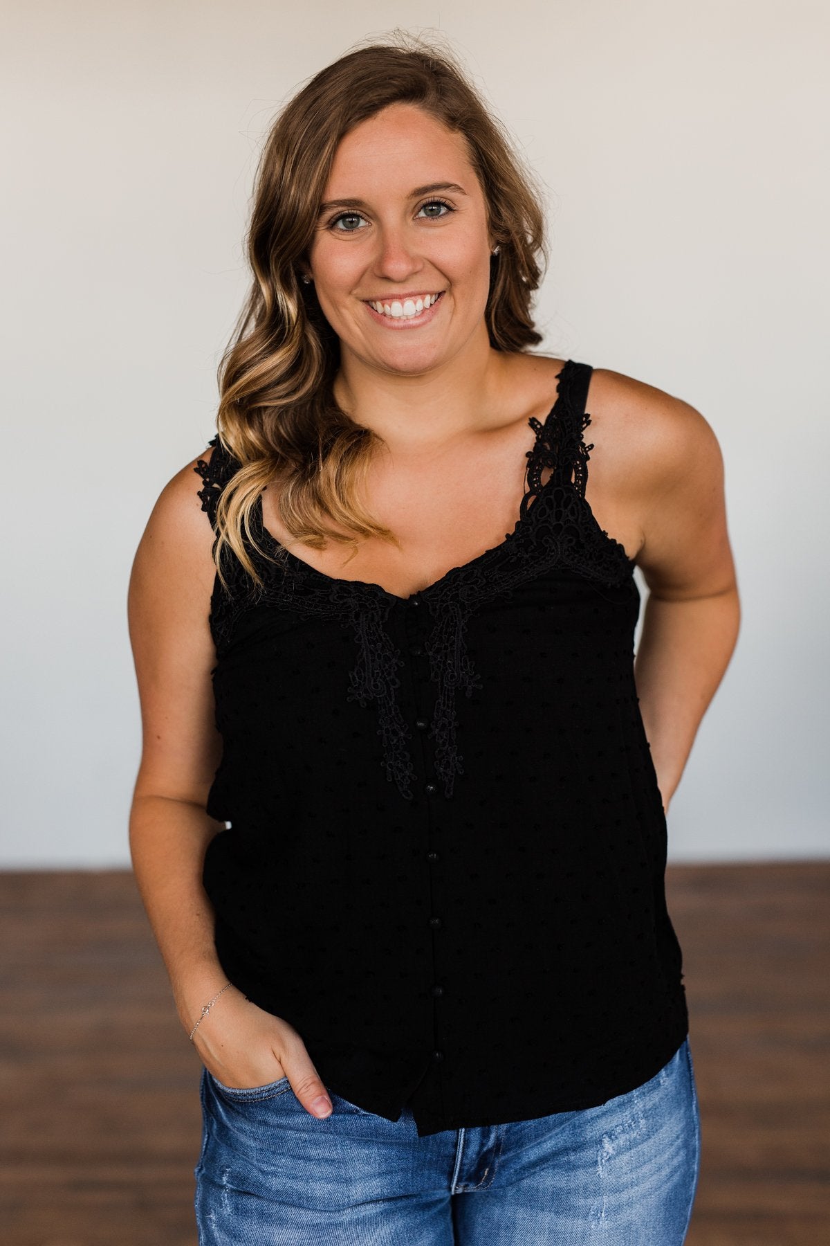 Take A Stand Crochet Tank Top- Black
