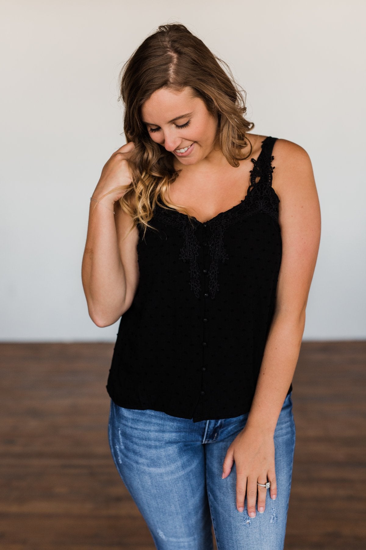 Take A Stand Crochet Tank Top- Black