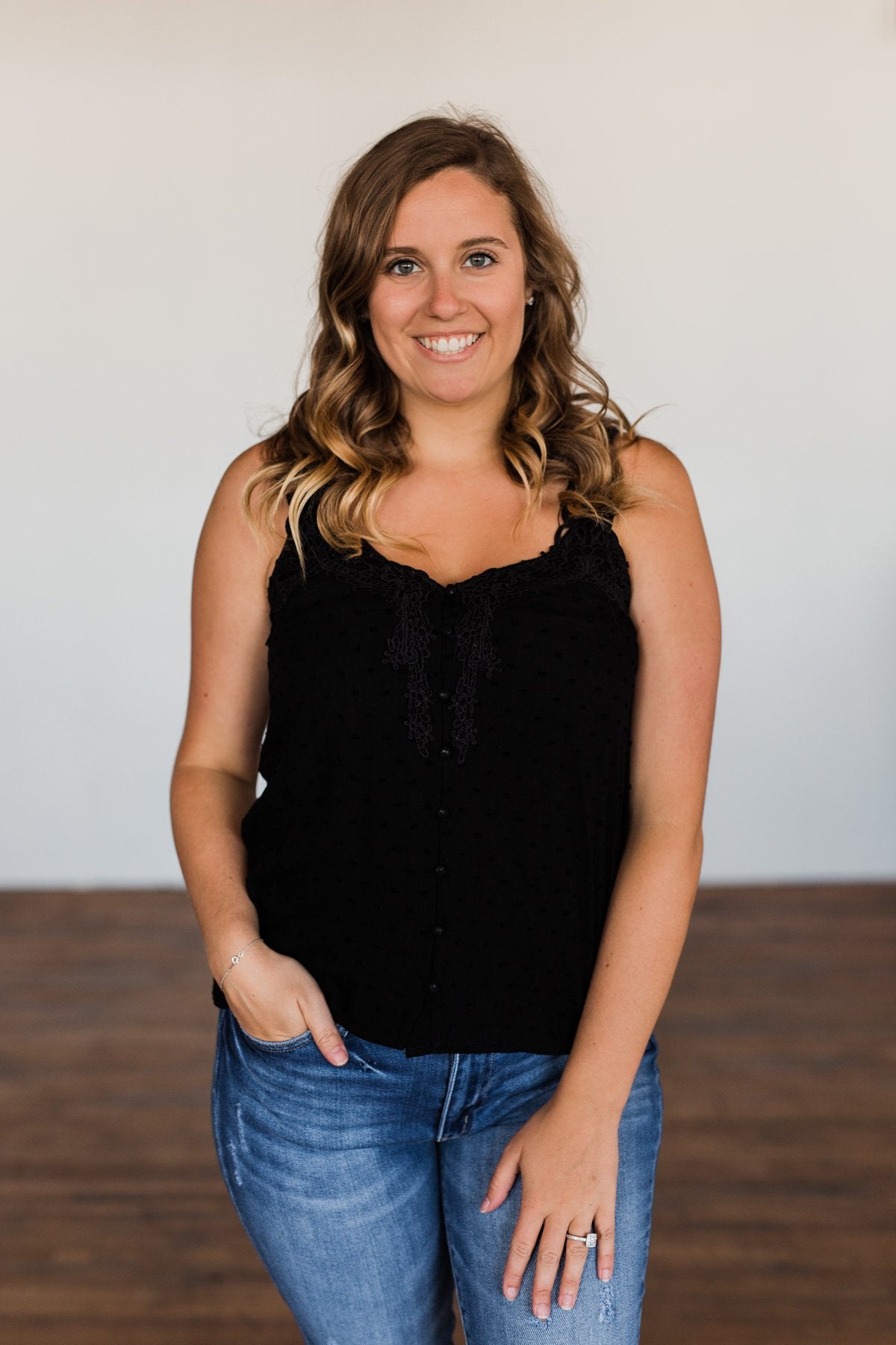 Take A Stand Crochet Tank Top- Black