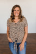 Like It Like That Spotted Button Top- Tan