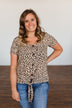 Like It Like That Spotted Button Top- Tan