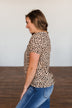 Like It Like That Spotted Button Top- Tan
