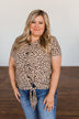 Like It Like That Spotted Button Top- Tan