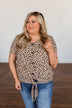 Like It Like That Spotted Button Top- Tan