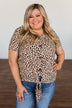 Like It Like That Spotted Button Top- Tan